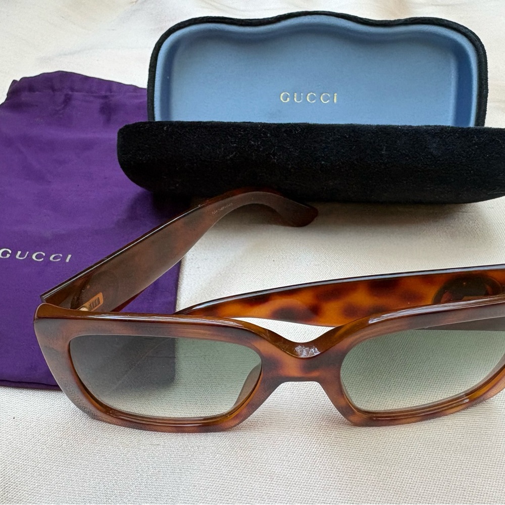 GG 🔥 Gucci Tortoise Shell Square Sunglasses - Perfect condition. Made in Italy. - Picture 6 of 7